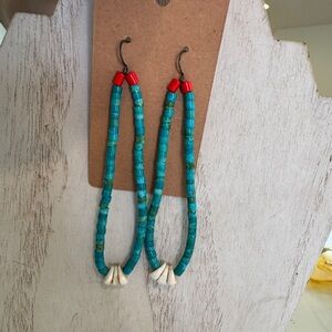 Long Turquoise Heishi White Shell Jacla Native American Jewelry Vintage